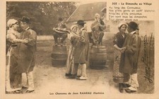 CP CHANSONS DE JEAN RAMEAU ILLUSTREES LE DIMANCHE AU VILLAGE - JOUEUR DE VIELLE