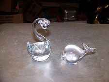  SWAN  - MINATURE CLEAR  GLASS - BEAUTIFUL!!! and FISH