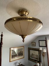 Alabaster 2-Light Semi-Flushmount Cast Brass Chandelier - Made in Spain