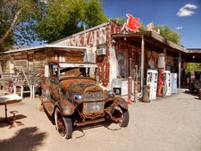 Papier Peint Photo INTISSÉ-VOITURE VINTAGE-(2629V)-Mural Route 66 Retro Cars USA