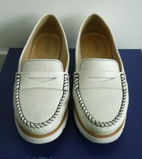 MOCASSINS BLANC NACRE. CUIR. GEOX RESPIRA. POINTURE 38         #SoutienUkraine