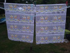 2 Voilage, rideaux avec poisson colorés  60 cm de large sur 80 cm de long 