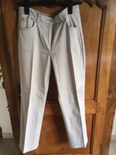 Pantalon femme 42 Burton of London gris perle tissu coton satiné - sz14 #cqdb