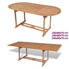 vidaXL Table Jardin Bois de teck solide Pluri Dimensions Ovale/Rectangulaire