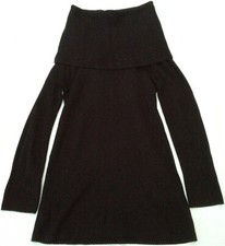 vtaf013 vetement femme PULL LONG NOIR A COL OVERSIZE basic h&m