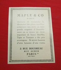 ADVERTISING PUB PUBLICITE ANCIENNE ADVERT 23.2 MAPLE & CO MEUBLES TAPIS TENTURES