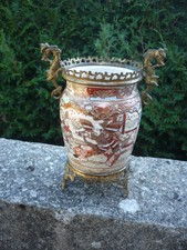 superbe Ancien vase chinois  céramique vernissée - émaillée -motif dragons signé