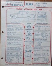 Fiche technique automobile RTA FORD CORTINA 1200 et 1500 ESSO N° 38D