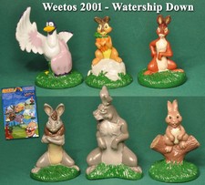 Weetos 2001, série complète de 6 figurines PVC « Watership Down » + boîte