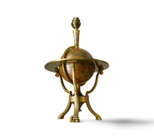 Vintage lampe bronze pied Napoleon III astrolabe mappemonde globe Terrestre