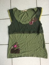 Haut Sweater House vert sequins broderies dentelle