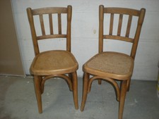 LOT DE 2 ANCIENNES CHAISES ENFANT ECOLE STYLE BAUMANN BOIS TOURNE BISTROT CAFE
