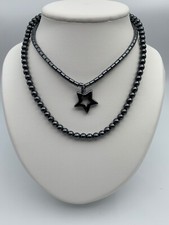 LOT 2 COLLIERS FANTAISIES PERLES HEMATITES PENDENTIF ETOILE 79 GRAMMES W554