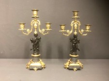 Paire de CHANDELIER bronze Décor ANGELOT PUTTI ANGE 19 eme XIX 36cm Chérubins