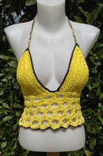 Crop top / bustier / top bleu/ bralette/ dos nu /fait mains / M/38