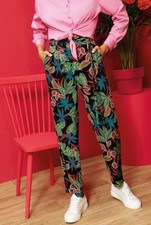 Pantalon noir imprimé floral T:34 CACHE-CACHE