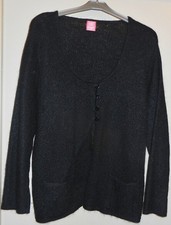 211 -GILET NOIR MANCHES LONGUES-T48/50- TRICOTS DUGER fabrication France