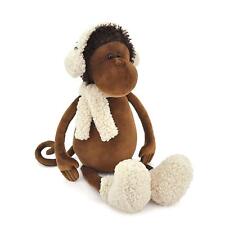 ♥ - Peluche Singe Valérie  Marron Cache Oreilles Echarpe Chaussons Orange Toys