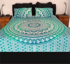 Indien Vert Neuf Ombre Mandala Couverture Doona Couette Reine Consolateur Housse