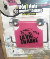 Picto - Dévidoir papier toilette "La vie en rose" + vis et chevilles de fixation