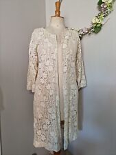 FORTE FORTE : SUPERBE MANTEAU EN DENTELLES BEIGE ECRU KIMONO COAT VESTE LONGUE