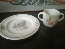 Set bol/tasse 2 anses +assiette bébé enfant Wedgwood Peter Rabbit Beatrix potter