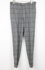 Suitsupply Soho Slim Fit UK36R Hommes Pantalon Laine Mélangés Poule Rabat Ourlet
