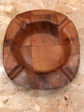 Retro Natural Woven Wood Cigarette Ashtray Man Cave Desk Table Home Decor 6x5”