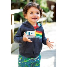 Frugi Enfants Applique Bullet Train Fermeture Éclair Hayle Capuche - Marine