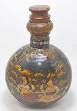 Vintage Fer Rond Petit Huile Pot Original Ancien Main Crafted Peint