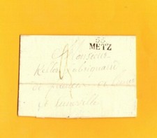 METZ 57 / LUNEVILLE 54 FABRIQUE de FAIENCE "KELLER" LETTRE Linéaire noire 1827