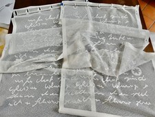 Duo PANNEAU RIDEAU VOILAGE blanc-cassé motifs ton sur ton barre pour plomber