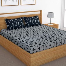 120 TC Bonbon Géométrique Coton Double Plat Drap de Lit Avec 2 Coussin Housse