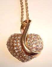 Chaine torsadée et pendentif coeur plaqué Or et brillant Art déco vintage