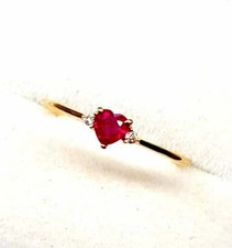 Naturel Certifié 2 CT Forme Coeur Rose Rubis Serti Confirmation Bague pour Elle