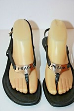 PRADA Sandales Nu Pieds Lanière Cuir Petits Talons T 39.5 BE