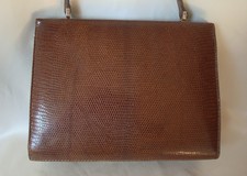  SAC A MAIN  EN CUIR LÉZARD VÉRITABLE  BRUN 