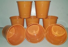 LOT DE 8 / Cache pot de fleurs bac à plantes seau en métal fer couleur orange 