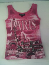 Tee shirt sans manche femme rose fushia taille 1 Hello Paris 100 % Coton