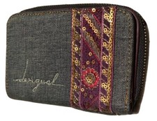 Joli Portefeuille Compacte Femme NEUF de Marque DESIGUAL en Jean Brodé & Sequins
