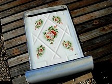 porte louche mural ancien cuisine PEUGEOT JAPY tôle émaillé décor fleur 19 ème S