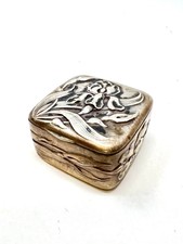 Boite & Pilulier Argent Massif Poinçon 800 Vers 1900 Art Nouveau Antique Box