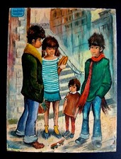 Peinture Montmartre rue des trois frères signé 1970 painting paris the brothers