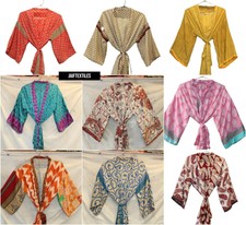 Lot de 10 pièces faites à la main en soie indienne Kimono Robe de nuit en...