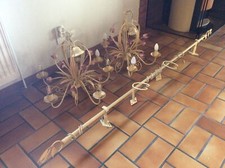 Lot De 2 Lustres 6 Branches, 3 Barres De Rideaux, Anneaux Et Fixations, 6 Embras