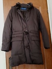 manteau blouson doudoune avec capuche marron femme - taille S (36) - comme neuf