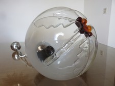 LUSTRE SUSPENSION  " MAZZEGA " VERRE DE MURANO ET METAL CHROME ANNEES 70 VINTAGE