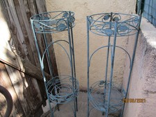 porte plante fer forgé 2 etages amovibles faible encombrement BOTANIC H. 1.13 M