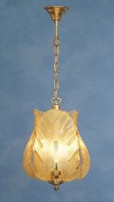 70er Ans Couloir Plafonnier Lampe Suspendue de Couleur Miel Lanterne Laiton