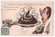 CPA FANTAISIE illustration "... tes étrennes !" Merde Caca sur un plateau